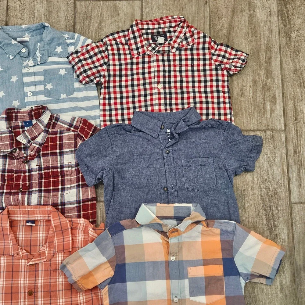 Old Navy Carters Kids Clothing Lot of 17 Boys Size 5T Plaid Shirts Pants Shorts